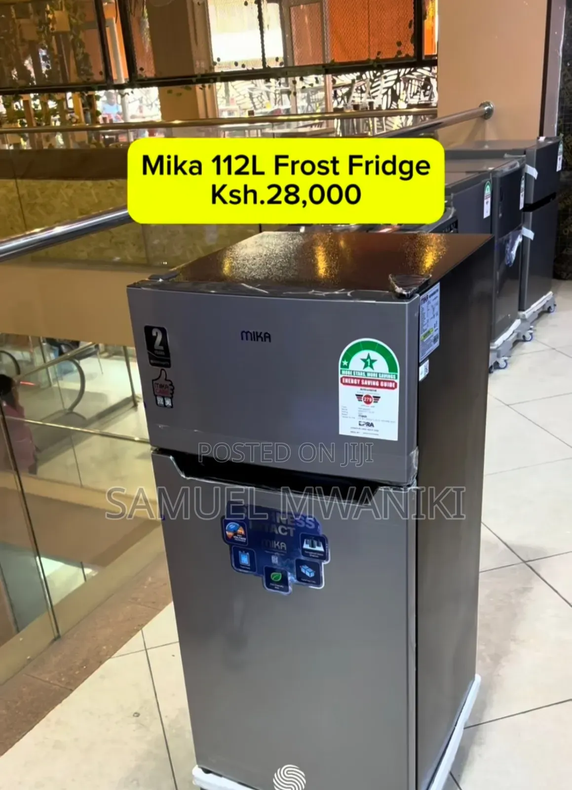 MIKA Refrigerator 112 Liters (Direct Cool) Line Silver Dark
