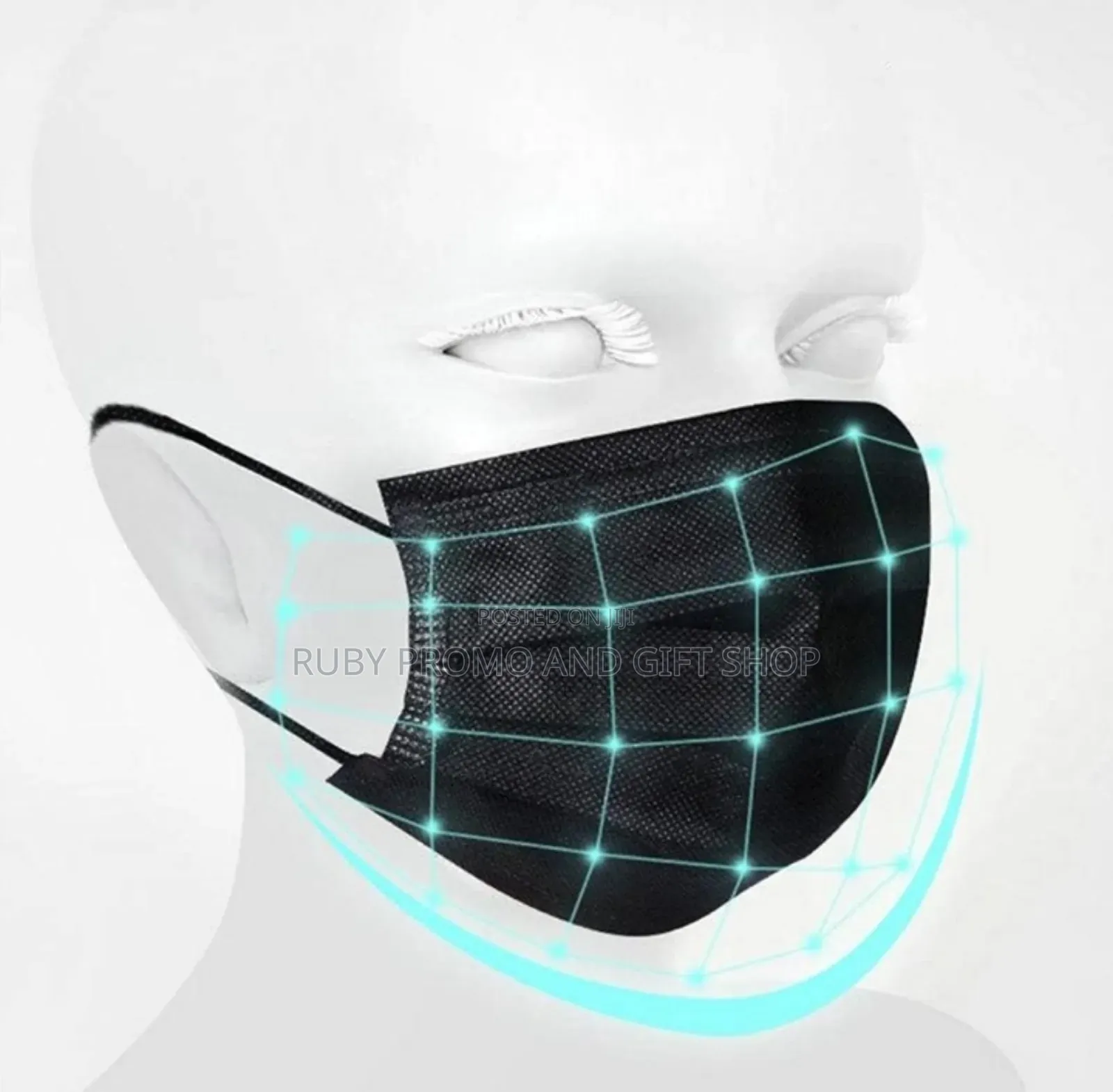 Premium 3 Layer Black Disposable Masks