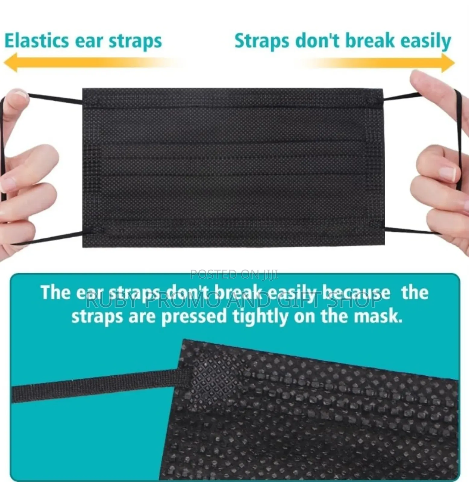Premium 3 Layer Black Disposable Masks