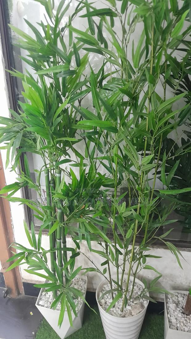 1.5m Bamboo Sticks Green Artificial in Hard Plastic Vases