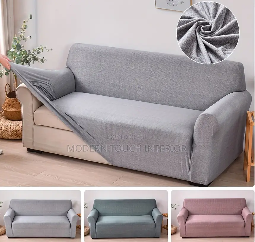 Light Grey Plain Sofa Cover