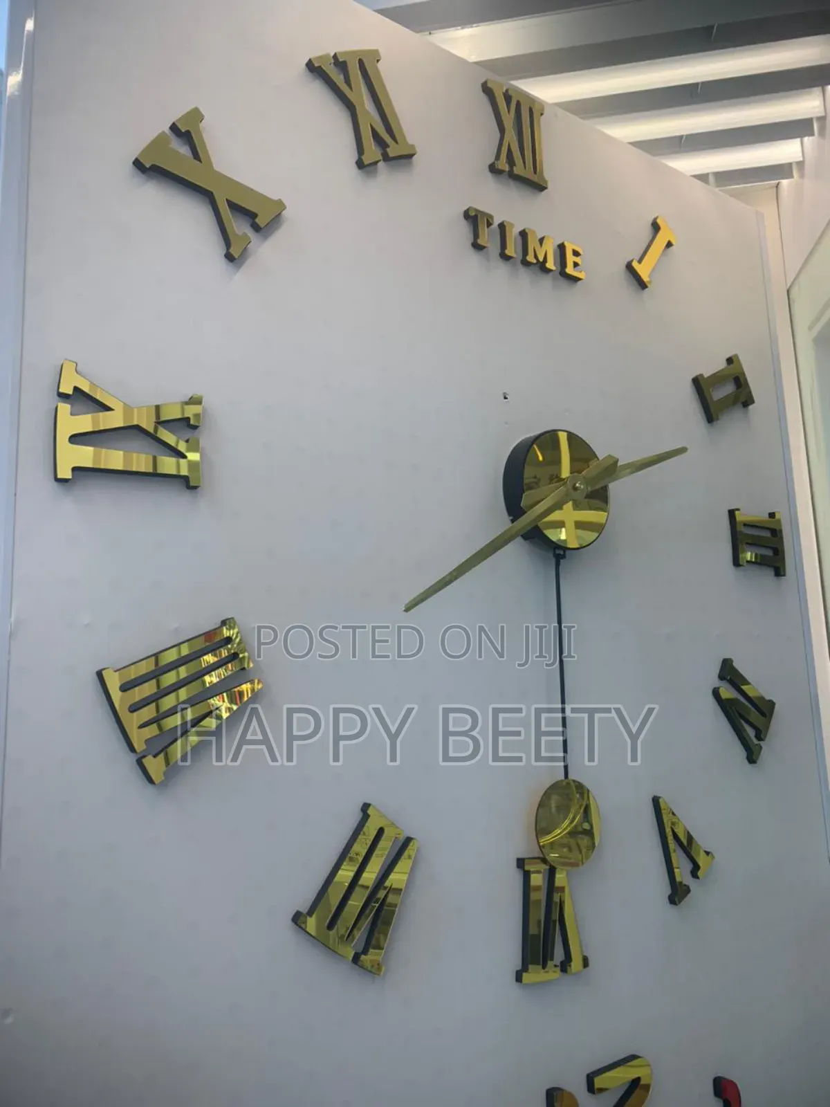 3D Large Roman Numeral Acrylic Mirror Wall Clock Sticker