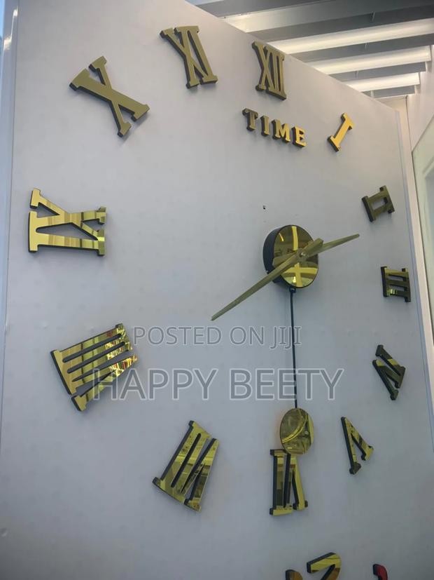 3D Large Roman Numeral Acrylic Mirror Wall Clock Sticker - thumbnail 2