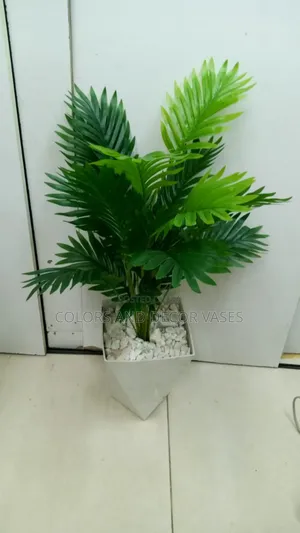 80cm Palm,Vase and Stones Classy Piece