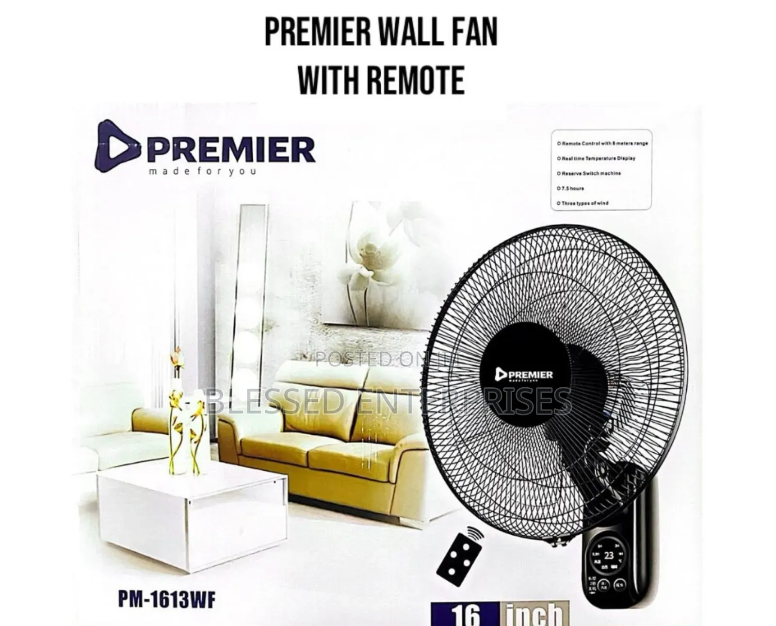 Premier Wall Fan With Remote / Remote Wall Fan Premier 16"
