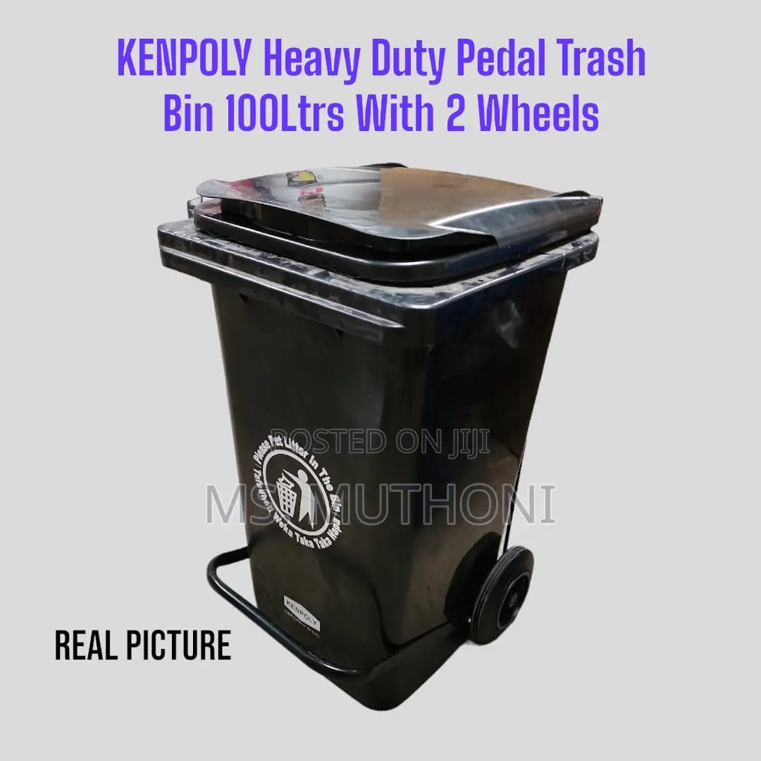 Heavy Duty Pedal Bin 100ltrs With 2 Wheels At