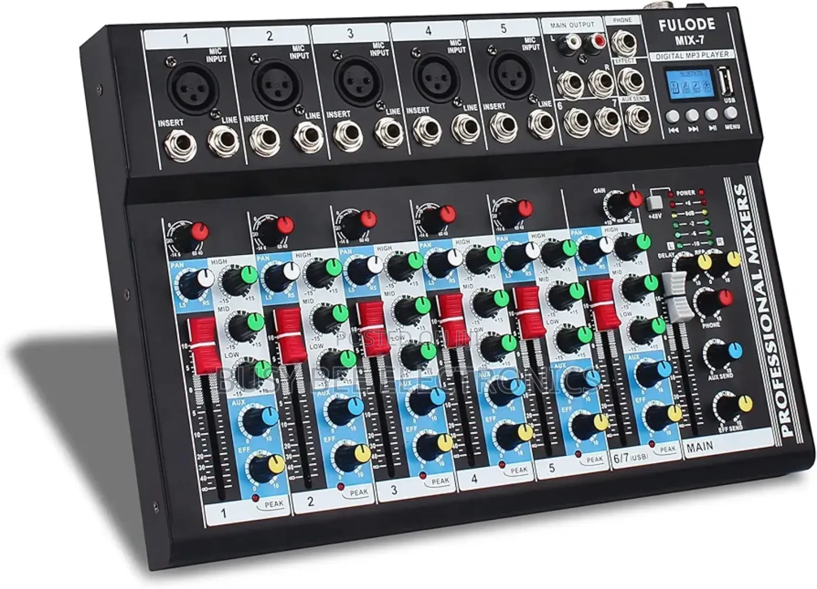 7-Channel Audio Mixer, Bluetooth Portable Sound Board