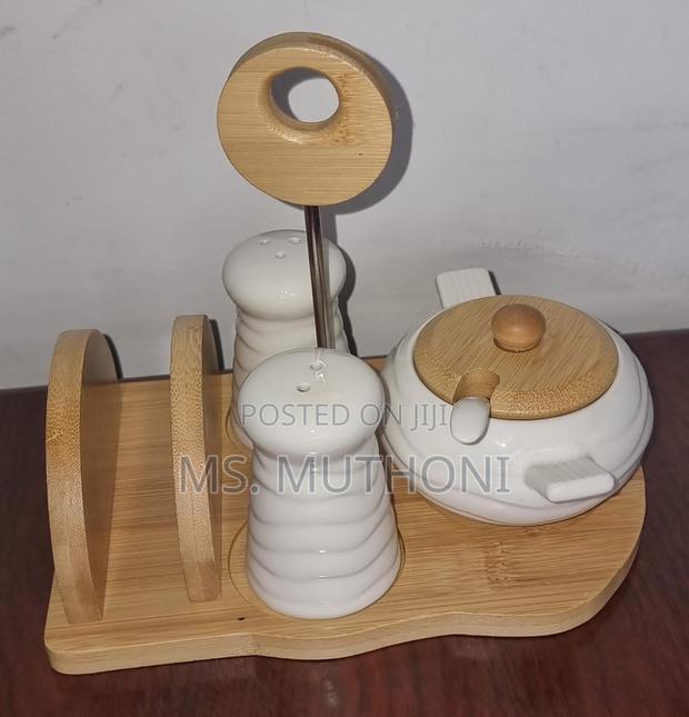 5pc Ceramic Cruets Napkin Holder - main view