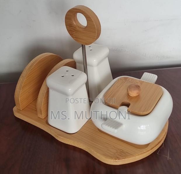 Elegant 5pc Ceramic Cruets Napkin Holder