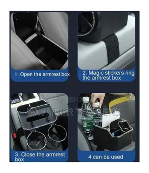 Car Armrest Storage Box With Cup Holder and Tissue Holder*