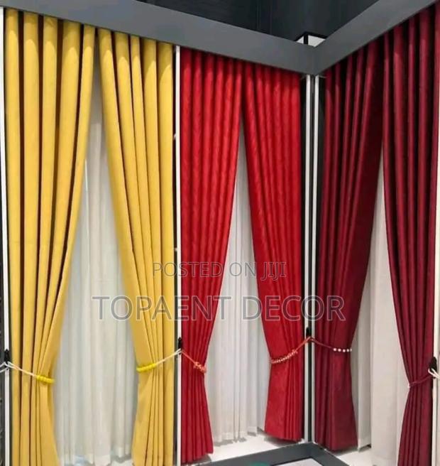 Yellow, Maroon and Red Elegant Curtains - main view