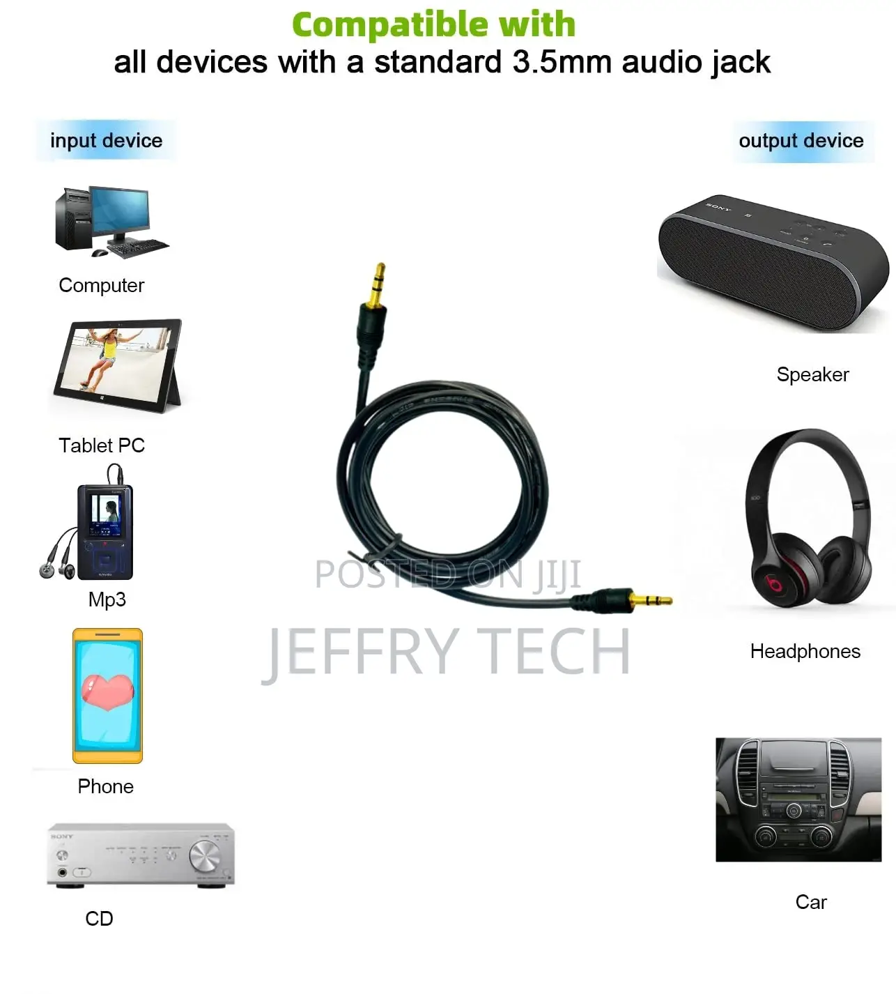 3.5mm Stereo Audio Cable, 3.5mm Male to Male Audio Cable For