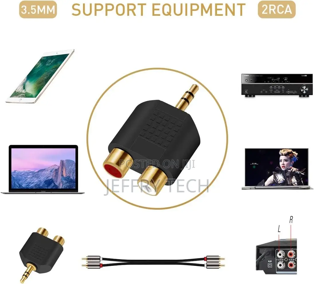 3.5mm to RCA Splitter Adapter Gold Plated 3.5mm Male Stereo