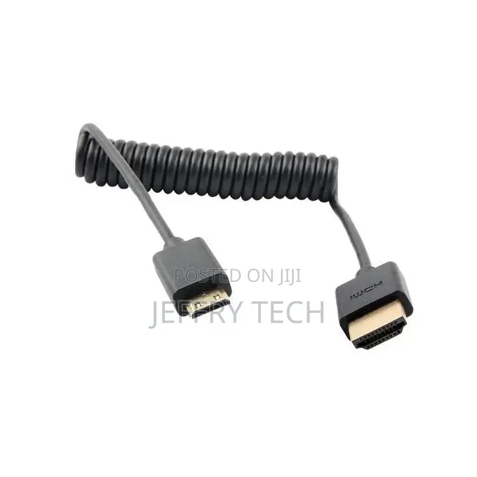 Mini Hdmi to Hdmi Coiled Cable for Canon Eos 6d 7d 50d 60d