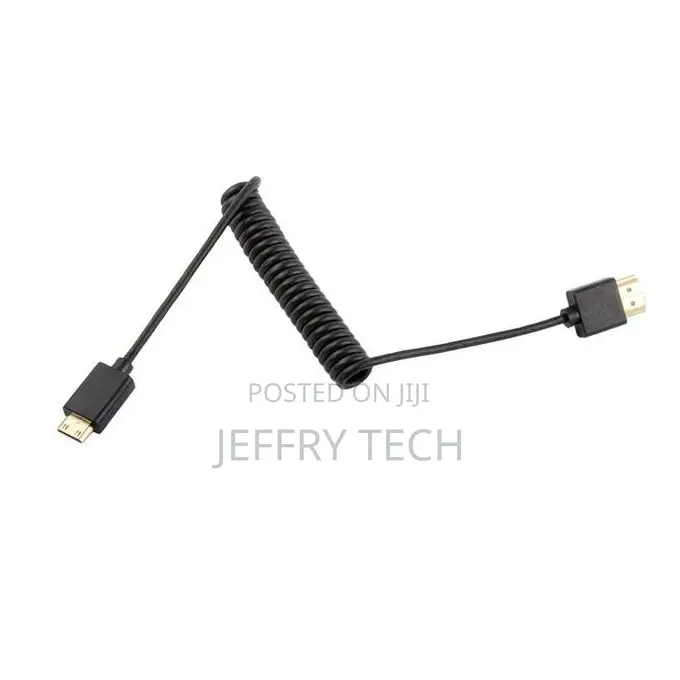 Mini Hdmi to Hdmi Coiled Cable for Canon Eos 6d 7d 50d 60d
