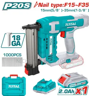 Total TCBNLI2016 Lithium-Ion Cordless Brad Nailer Kit 20V