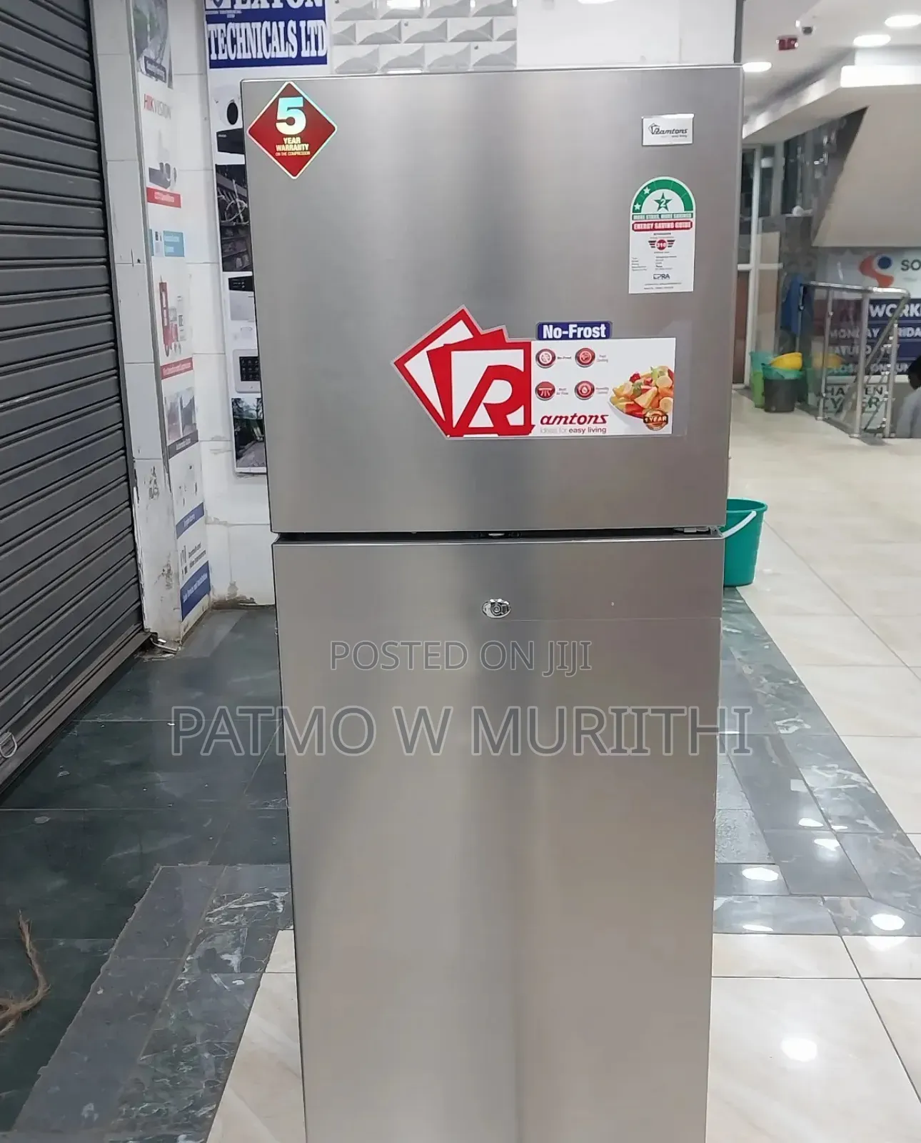 Ramtons Fridge, 188L No-Frost Refrigerator 2 Star Rating