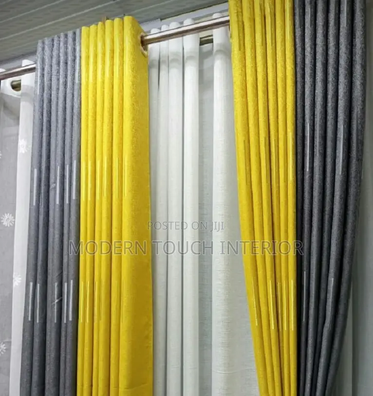 Grey and Mustard Blended Curtains