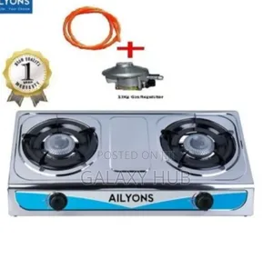 Ailyons 2 Burner Table Top Stainless Steel Pipe and Regulato