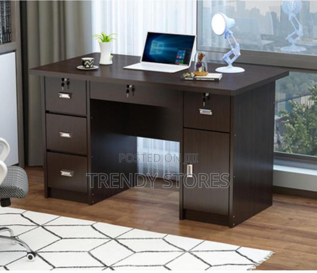 Dark Brown Office Desk With Drawers - main view