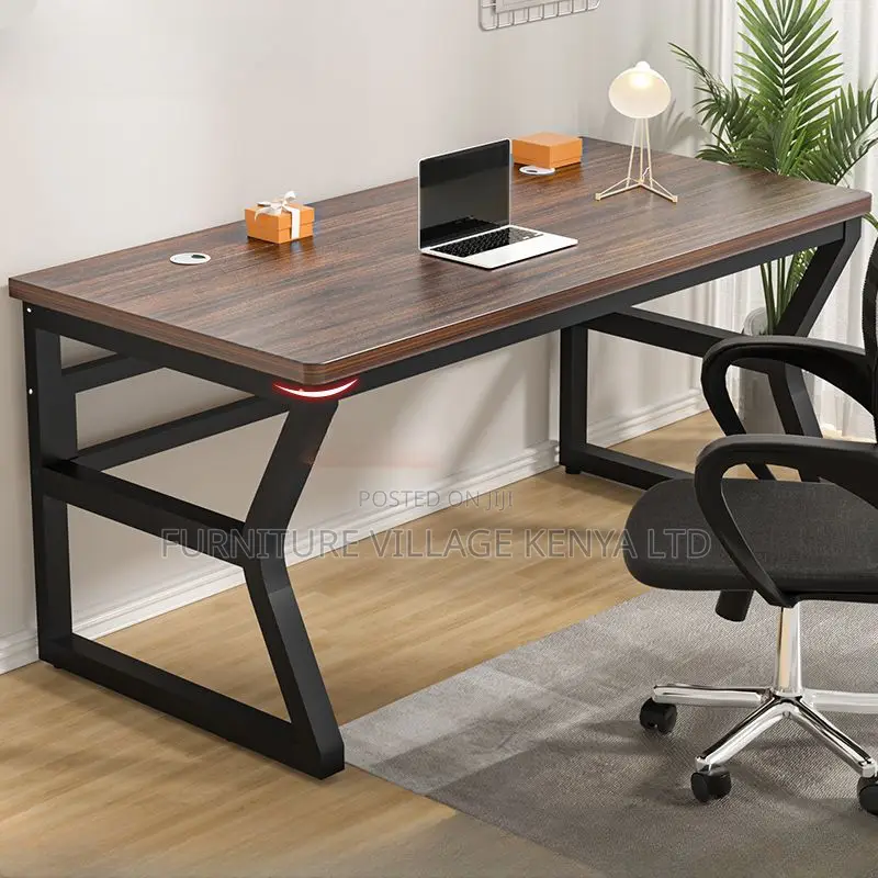 Studying Desk With Cord Management, Butcher Block Desk