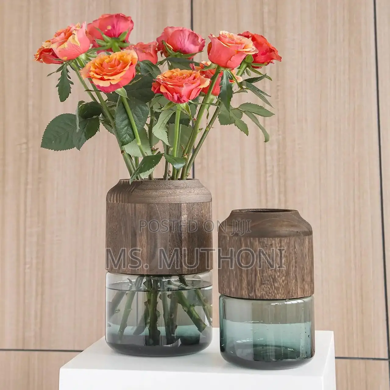Modern Creative Glass Vase With Removable Wooden Decorative