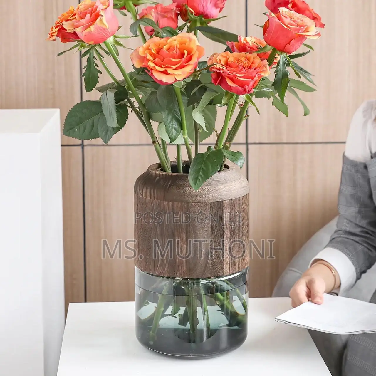 Modern Creative Glass Vase With Removable Wooden Decorative