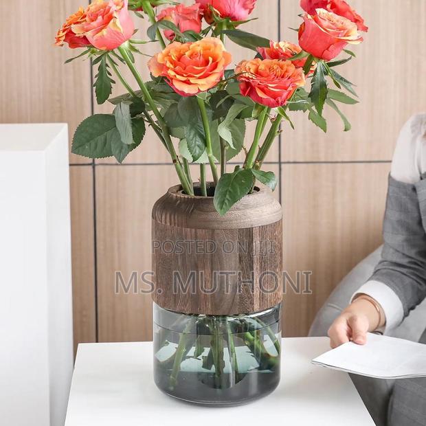 Modern Creative Glass Vase With Removable Wooden Decorative - main view
