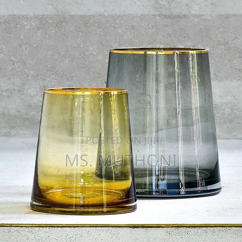 Wide Sophisticated Green Tones Nordic Glass Vase