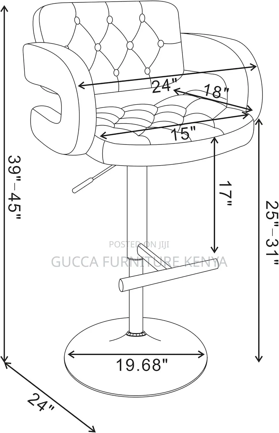 Adjustable Counter Height Barstool
