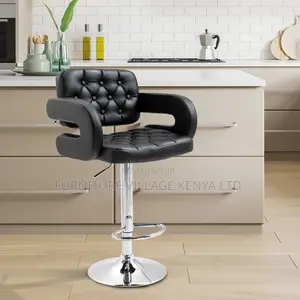 Adjustable Luxury Bar Chair Leather Black, Barstool