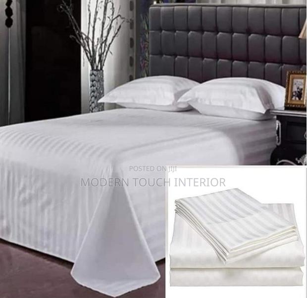 8 by 8 White Stripped Bedsheet