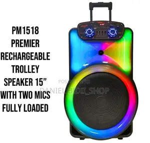 Rechargeable Trolley Speaker 15 Inch With 2 Mics PM1518