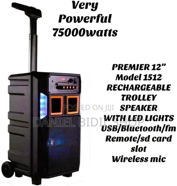 Powerful Rechargeable Trolley Speaker With Led Lights 7500w - main view