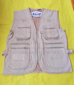 Sleeveless Beige Multipockets Safari Jacket - main view