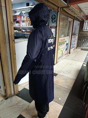 Hooded Navy Blue Branded Raincoats - main view