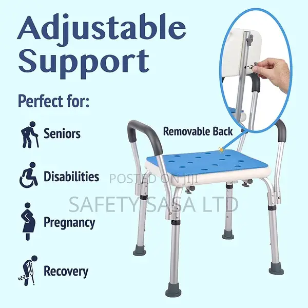 Extra Wide Shower Chair Stool With Armrest, Foldable and Adjustable