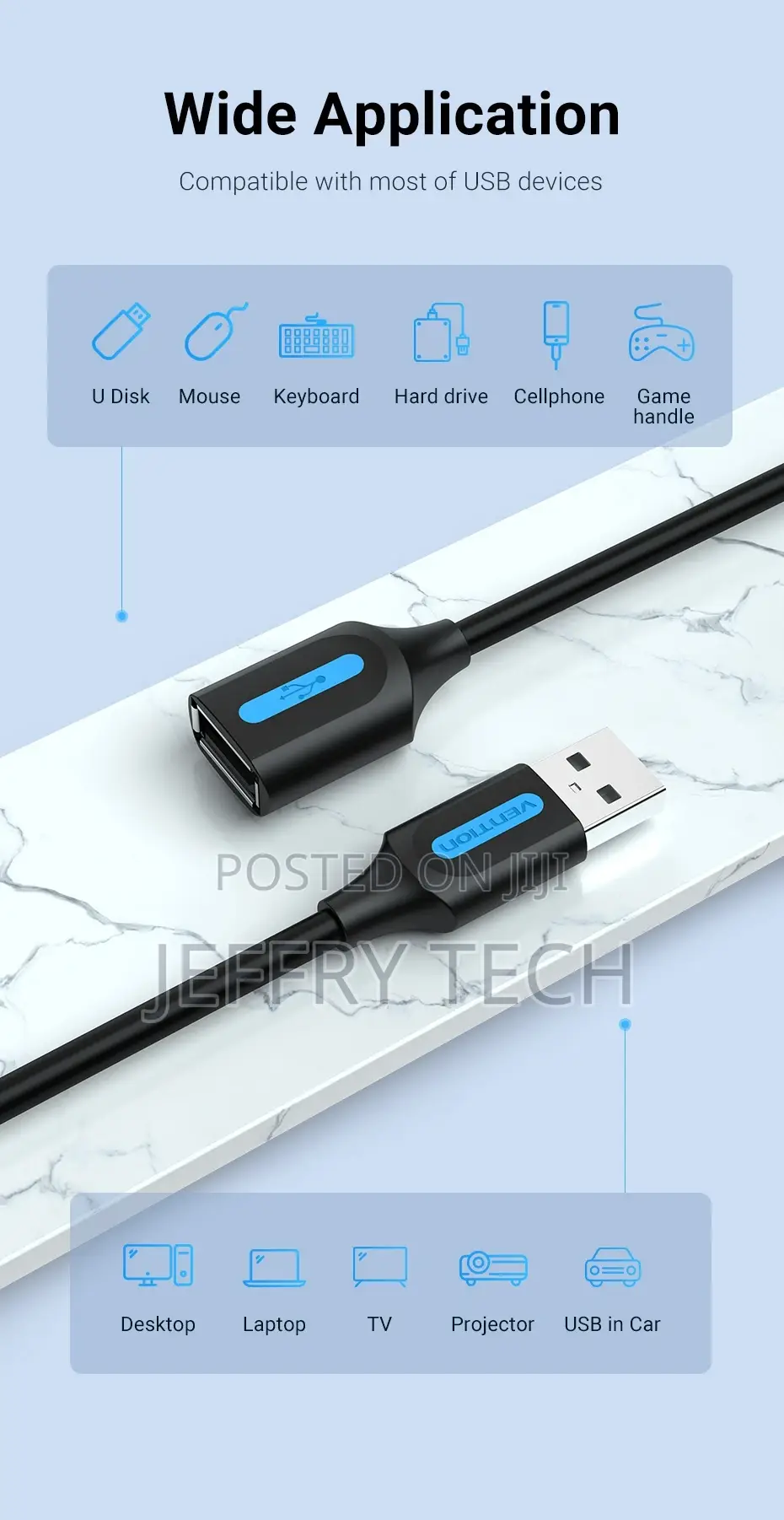 Vention CBIBJ USB 2.0 a Male to a Female Extension Cable 5M