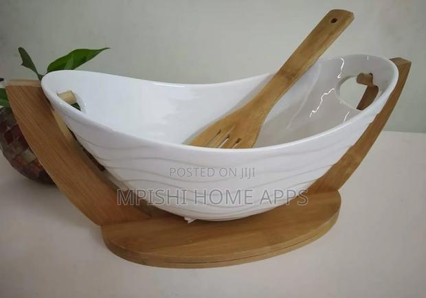 *Ceramic Fruit Bowl With Bamboo Base 30cm - thumbnail 2