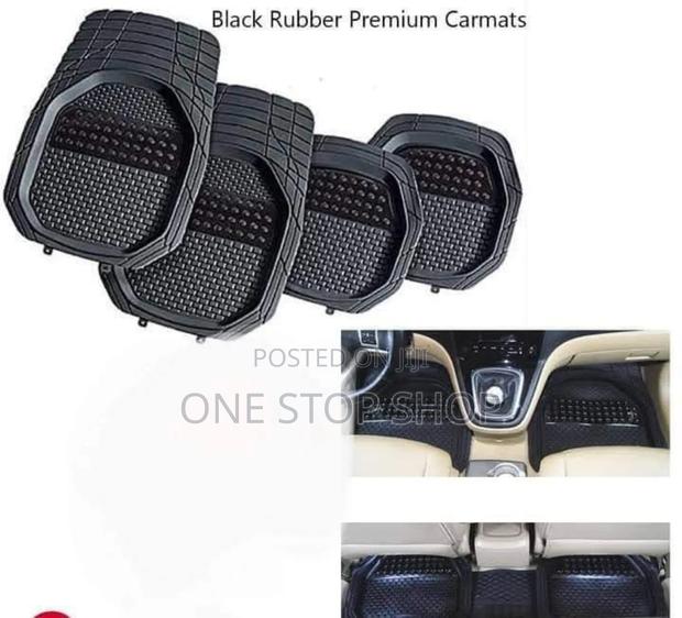 Black Rubber Premium Car Carpet Floor . Mats - main view