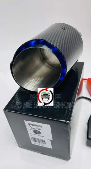 12v Blue Led Carbon Exhaust End Tip 3"