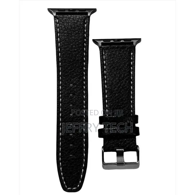 Leather Strap for Apple Watch 41mm Series 7- - Black Connect