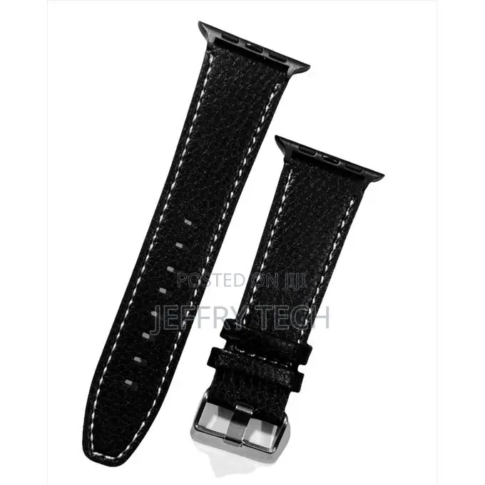 Leather Strap for Apple Watch 41mm Series 7- - Black Connect