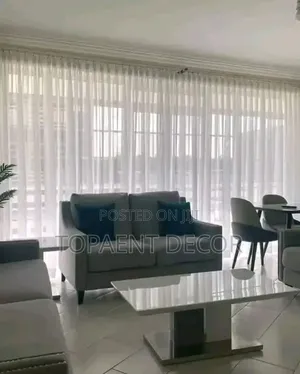 Living Room Window Plain White Sheers
