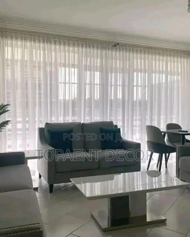 Living Room Window Plain White Sheers - main view