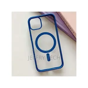 iPhone 14+ Plus (6.7 Inch) Colored Sides - Clear / Blue Mags