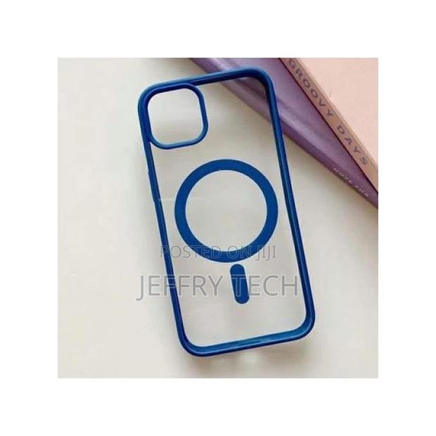 iPhone 14+ Plus (6.7 Inch) Colored Sides - Clear / Blue Mags