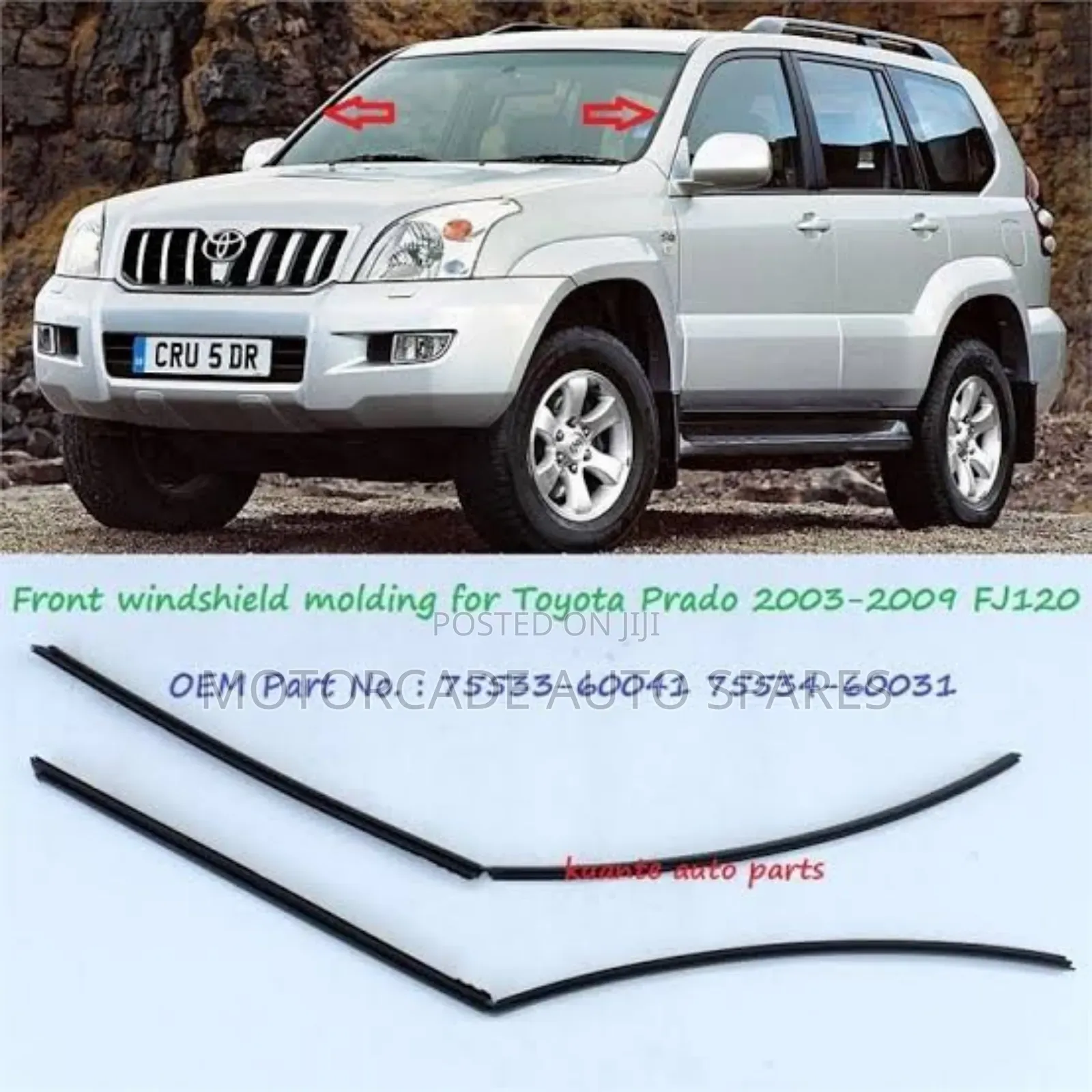 Toyota Landcruiser Prado J120 Windscreen Rubber Moulding