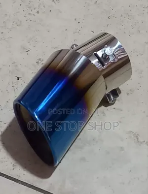 Brand New Chrome Burnt Blue Exhaust Tip With Bent End Tip