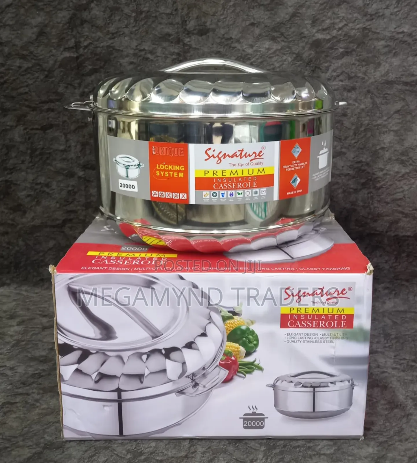 20 LTR Signature Stainless Steel Hot Pot /Casserole Service Dish
